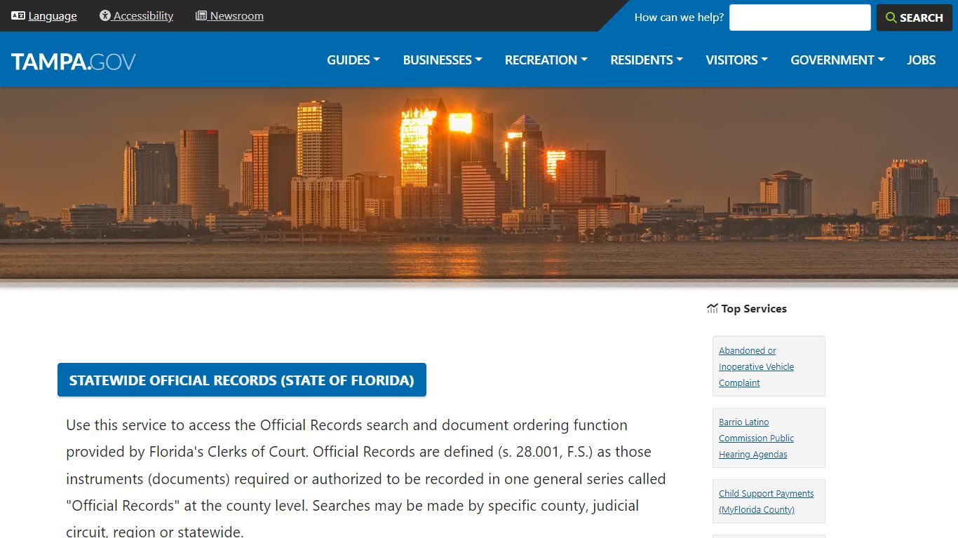 Statewide Official Records (State of Florida) | City of Tampa